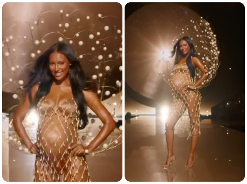 Hoogzwangere Jasmine Tookes opent Victoria’s Secret Fashion Show 2025